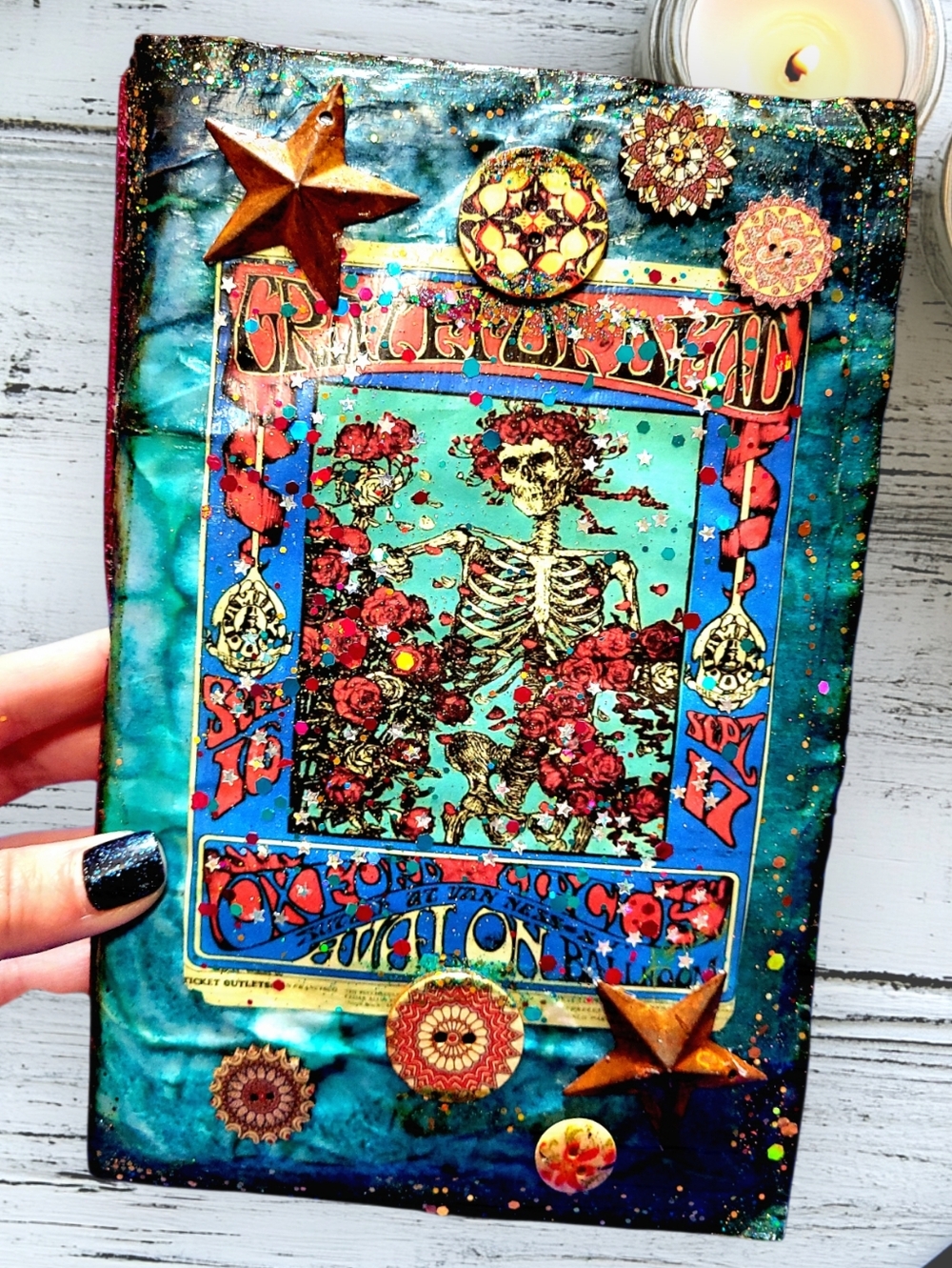 Grateful Dead Music Inspired Junk Journal Handmade Vintage Creative Notebook
